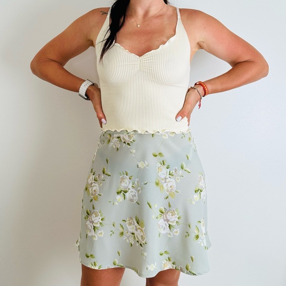 Vintage Jonathan Martin skirt mini floral tea garden roses pastel boho - Picture 4 of 7